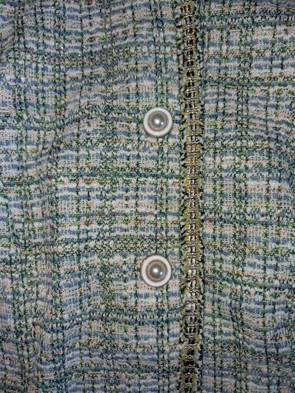 Classic Green Tweed Women's Jacket And Skirt Set - Elegant Office Wear - Picture 5 of 9